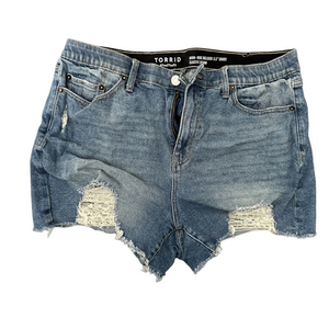NWOT Torrid HIGH rise Relaxed 3.5” Light Blue Ripped Jean Shorts